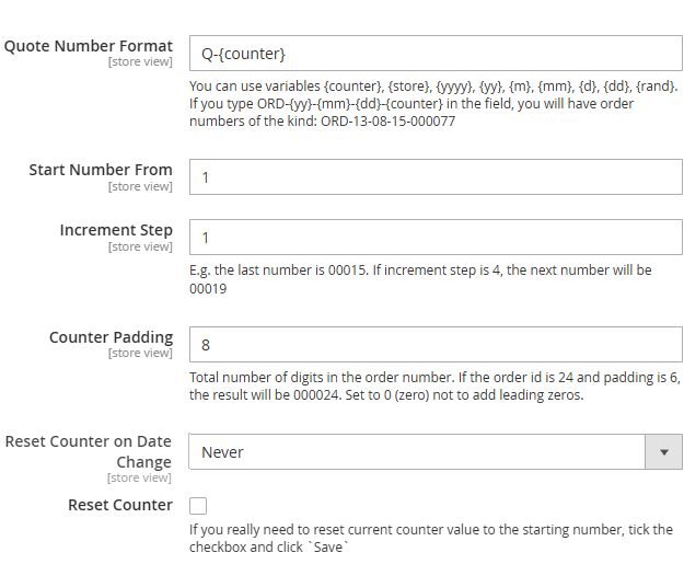 Quote Number Configuration