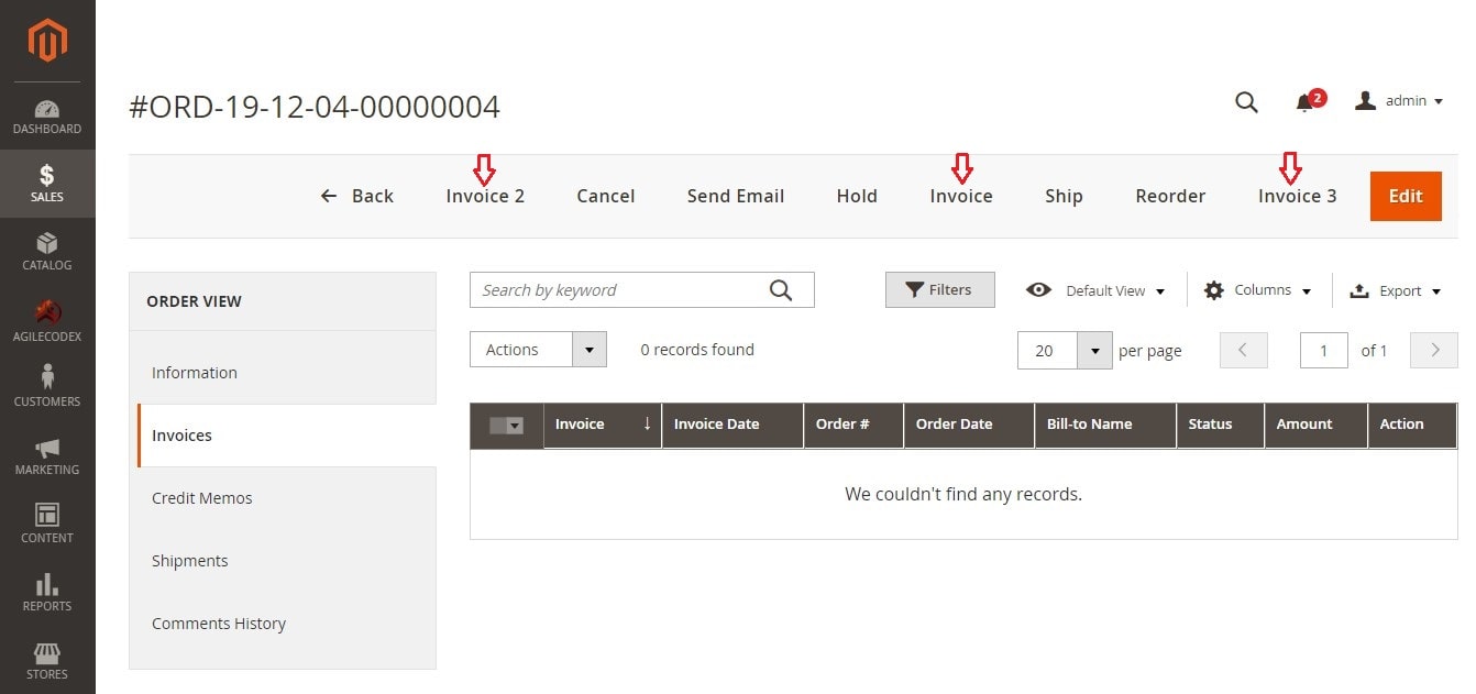 invoice button
