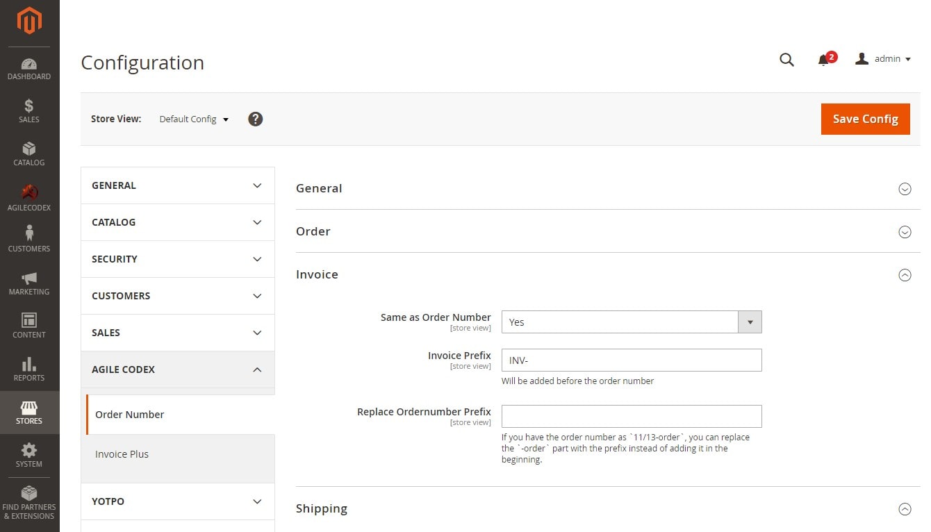 invoice configuration