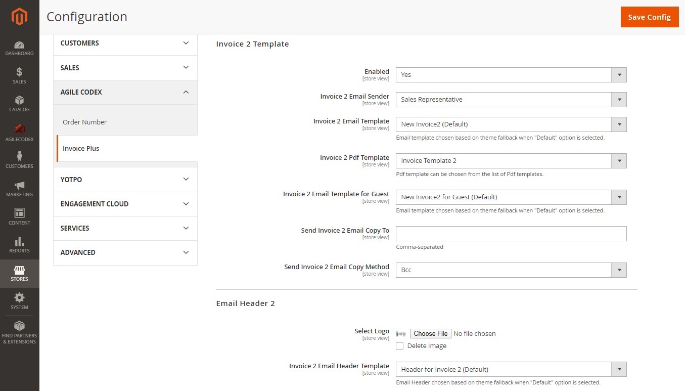 invoice configuration