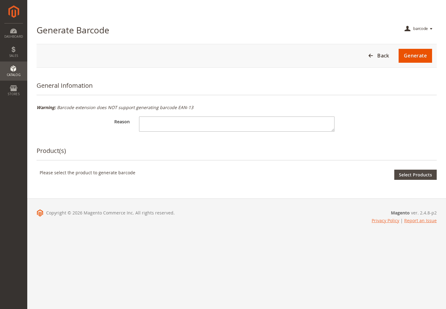 Generate Magento 2 product barcodes