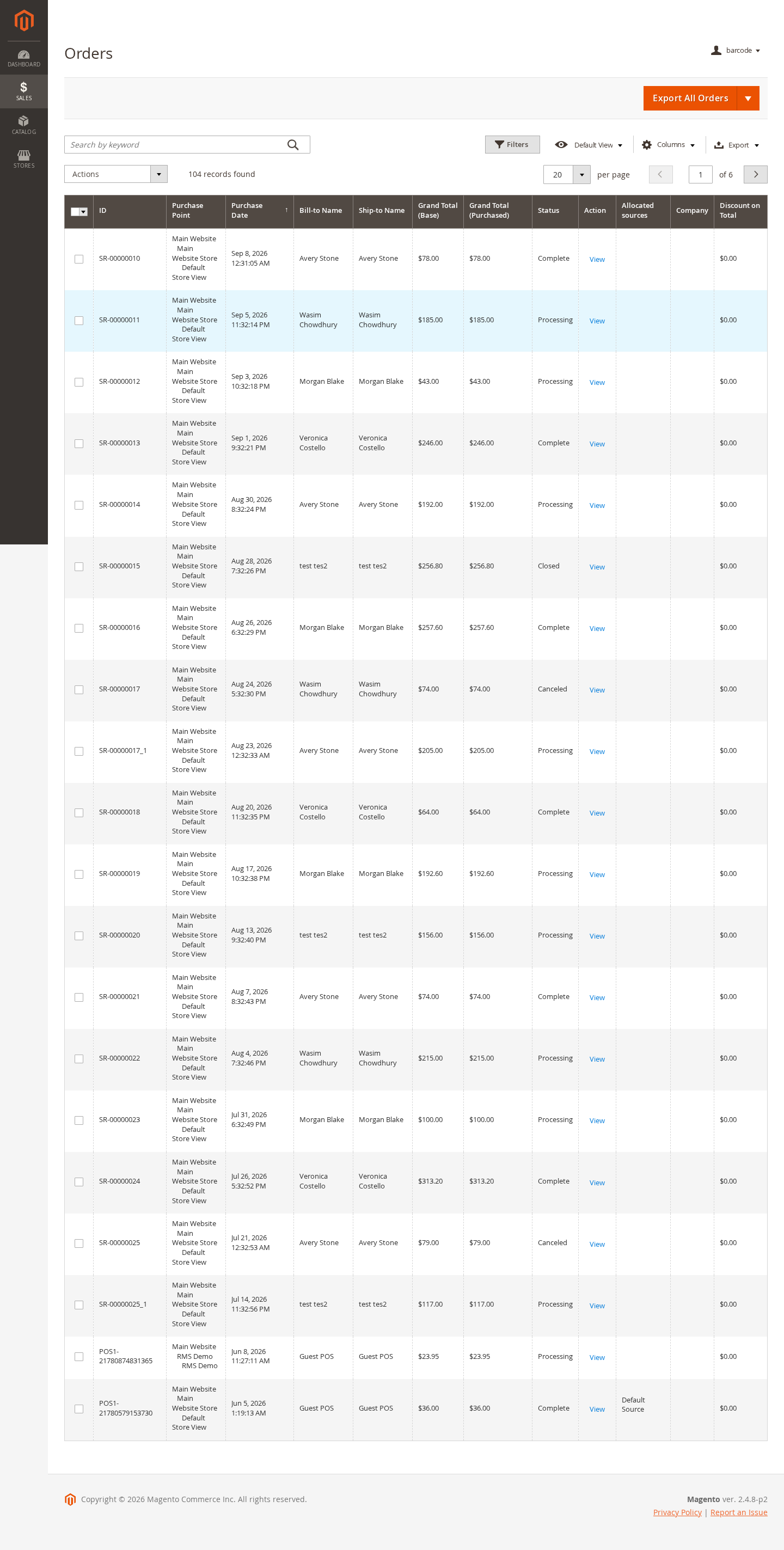 Magento 2 sales orders with barcode workflow