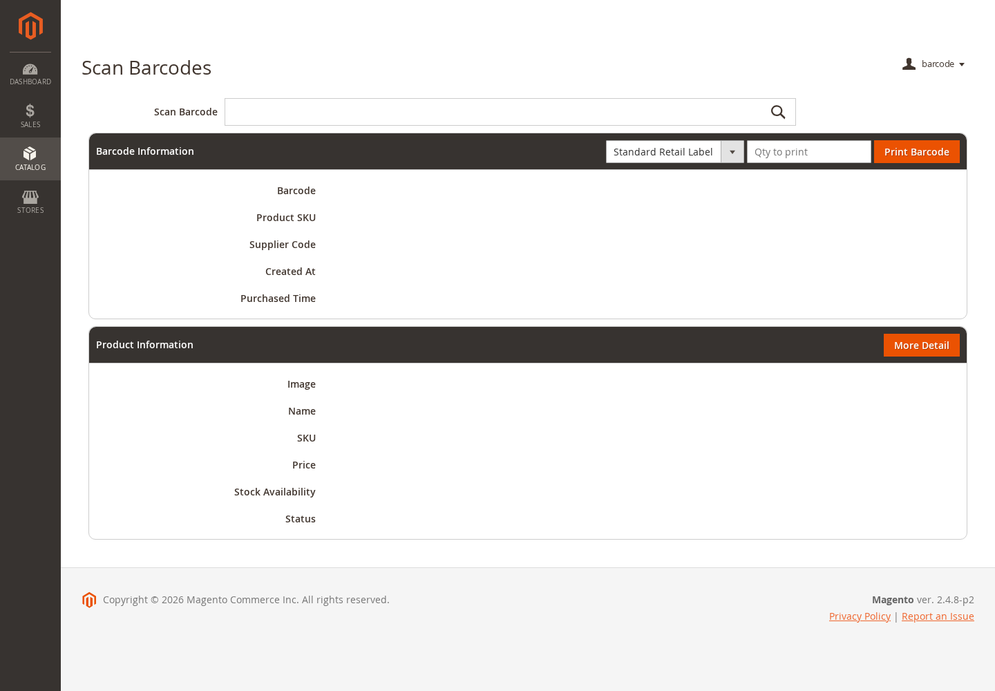Scan barcode to find a Magento 2 product