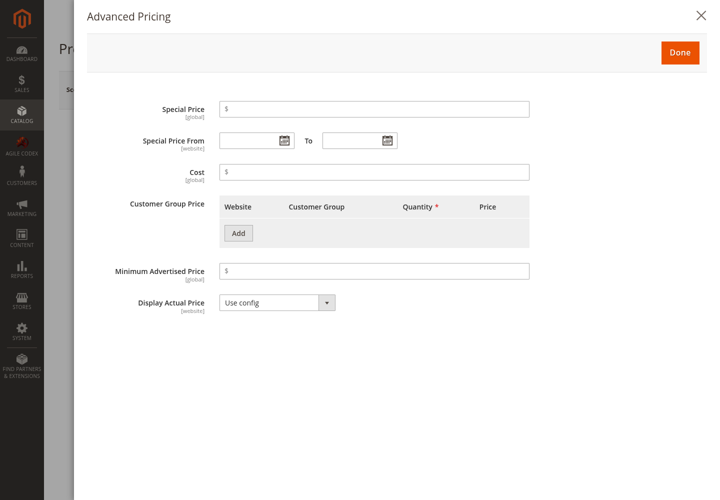 Magento 2 customer group price configuration in Advanced Pricing
