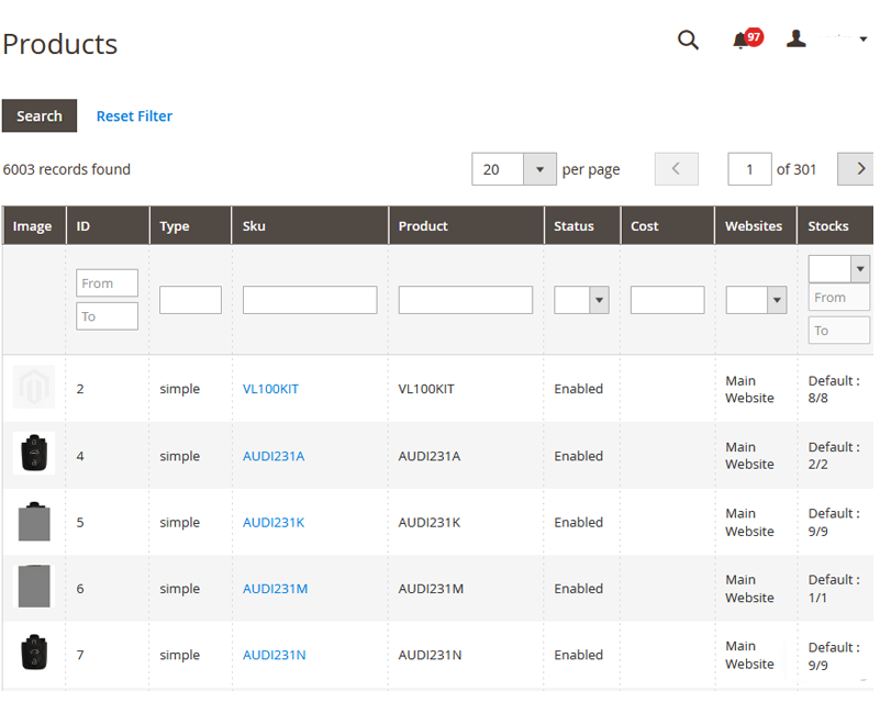 Magento 2 Inventory Products
