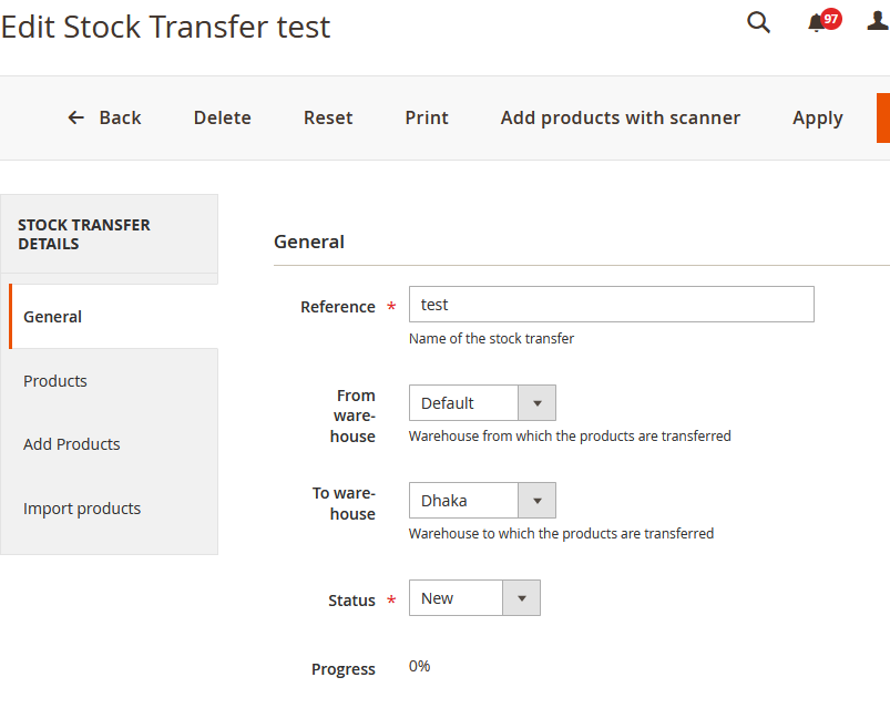 Magento 2 Stock Transfer