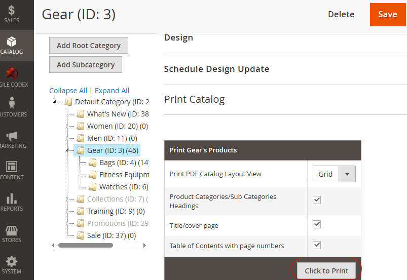 Magento 2 Print Catalog from Category Admin Panel