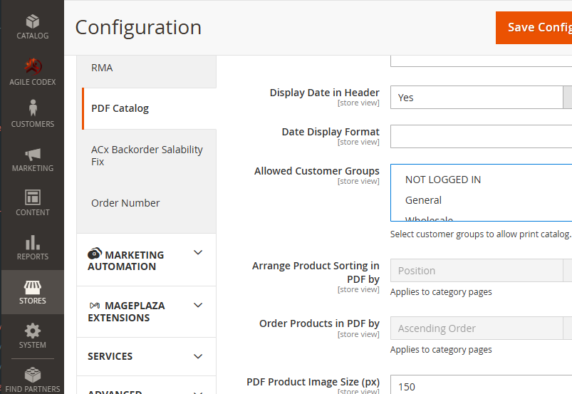 Magento 2 Print Catalog Configuration Settings