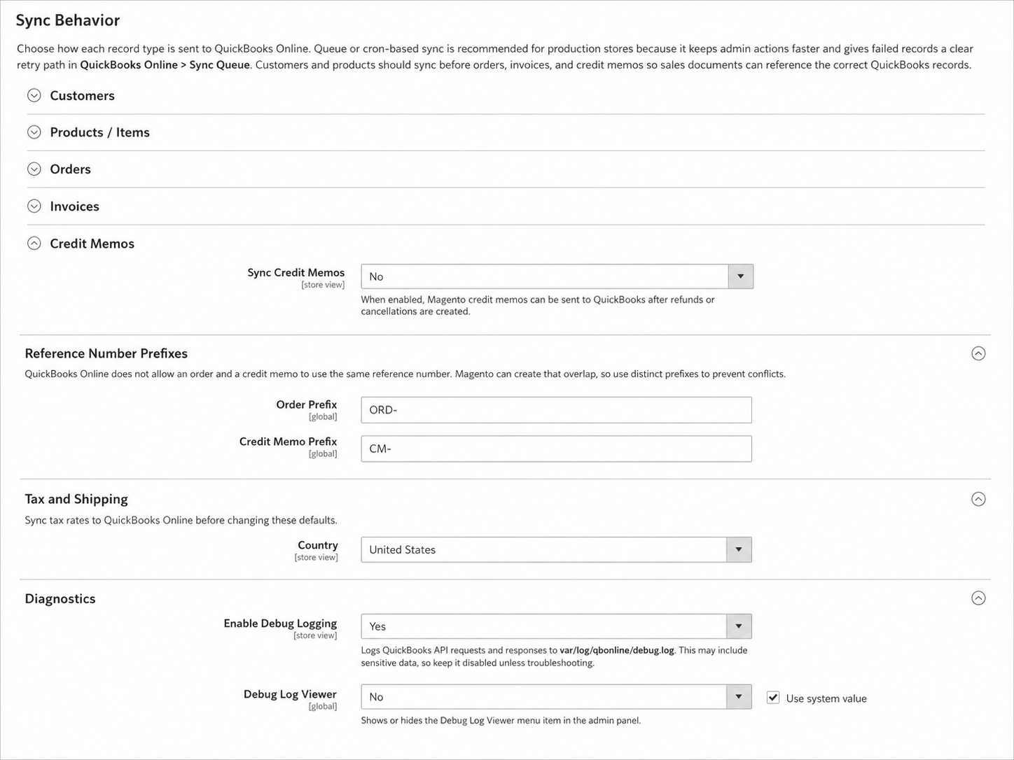 Magento 2 QuickBooks Online Credit Memo Sync Configuration