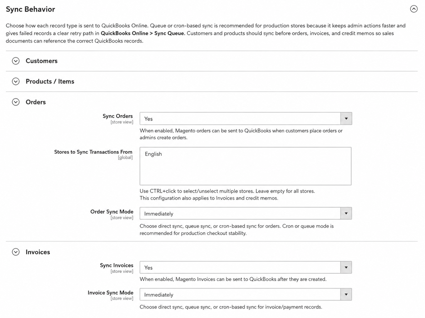 Magento 2 QuickBooks Online Order and Invoice Sync Configuration