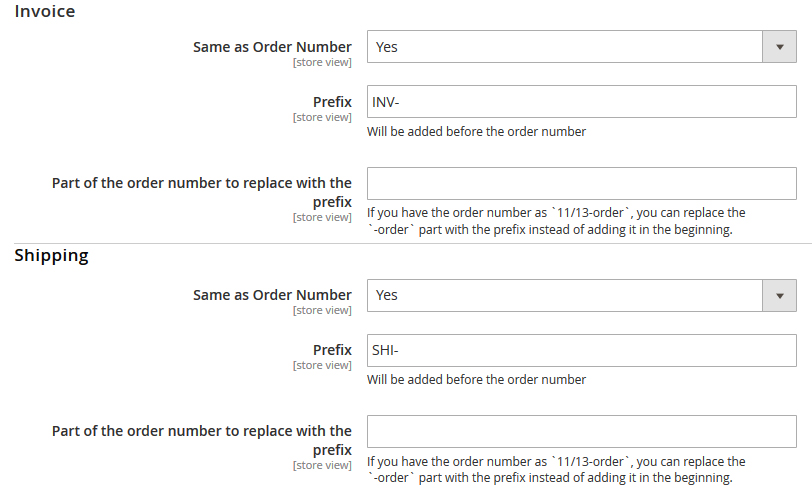 Custom Order Number Invoice and Shipping