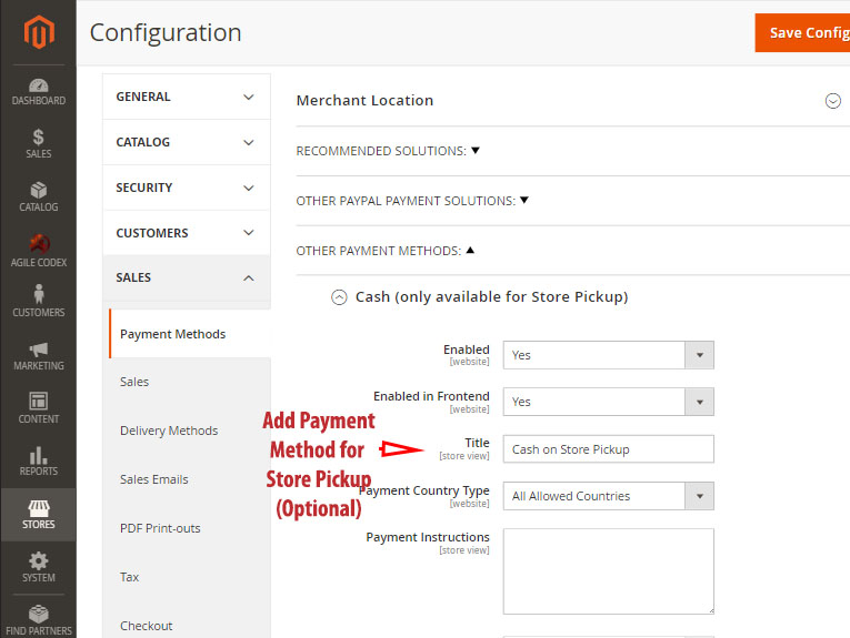 Store Pickup Payment Configuration