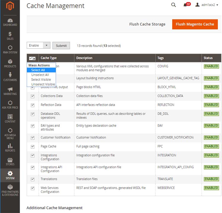 Disabling Magento 2 Cache