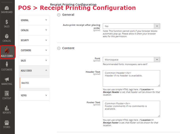 Receipt Printing Configuration